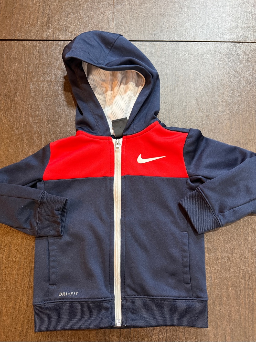 Nike Navy Colorblock Dri-FIT Full-Zip Hoodie Kids Size 3T